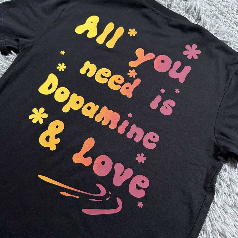 Forever 21 Shirt Large Black Yellow Dopamine Love Heart Pocket Pullover Tee Mens